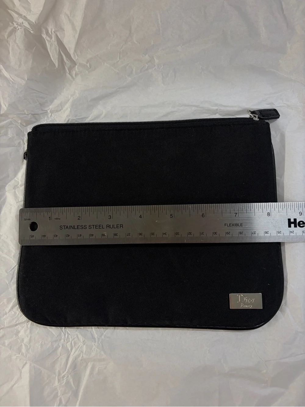 Dior Beauty black canvas pouch with silver logo